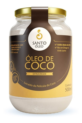 Óleo De Coco Extra Virgem De Película 500ml Santo Óleo