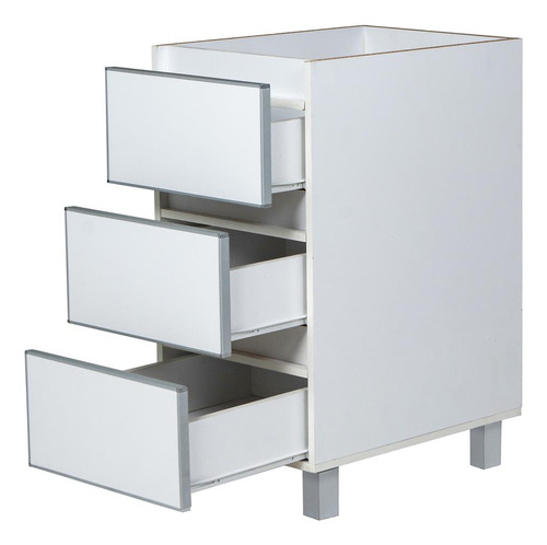 Mueble Bajo Mesada Cajonera 40 Cm Potenza 3 Cajones Blanco Aluminio Ricchezze