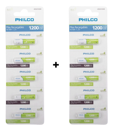 Pila Recargable Philco Aaa 1200 Mah Pack 10 Unidades- Mirage