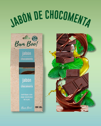 Jabón Artesanal De Chocomenta 100g Bam Boo Lifestyle