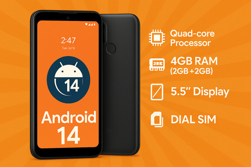 Pack Foxx Smartphone A551 Gris Desbloqueado Android 14 4gb Ram (2+2gb) + Audífonos + Chip Telcel + Microsd 64gb Barato Gris Gris Claro
