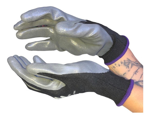 Guante Nylon Palma Nitrilo Exta Chica T6 Seguridad Antiderra