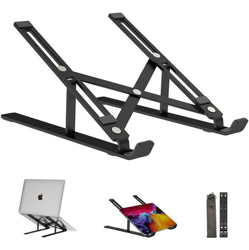 Base Soporte Para Portátil En Aluminio Color Negro.