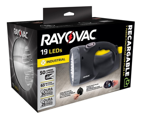 Imagen 6 de 6 de Linterna 19 Led Rayovac Hibrida Recargable A 220 O Pilas