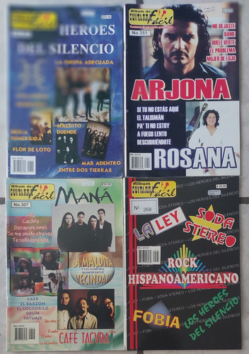 4 Revistas Guitarra Fácil Héroes Silencio. Arjona. Mana