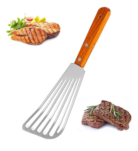 Espátula De Pescado Acero Inoxidable Antiadherente Ancha Y F