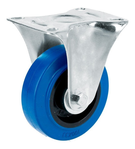 Rueda Rodaja De Goma Elástica Azul Fija 3 Pulgadas