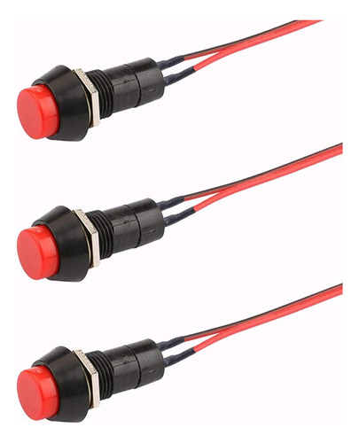  Pulsador 2 Pin Con Cable Normal/abierto Rojo 3 Unidades