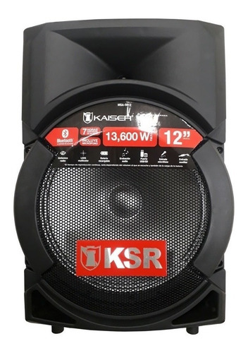 Bocina Kaiser MSA-5812 portátil con bluetooth negra 