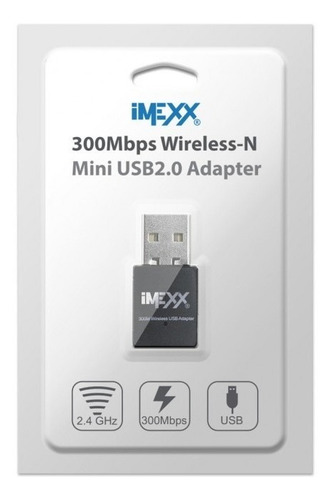 Imagen 2 de 5 de Adaptador Receptor Wifi Usb 2.0 Imexx 300 Mbps Ime-51162