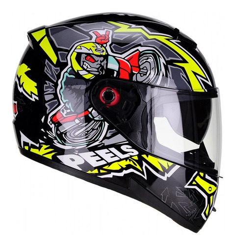 Imagem 2 de 4 de Capacete Moto Original Peels Icon Mil Grau Preto Brilhante