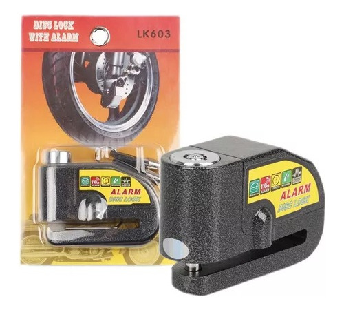 Candado Freno Disco Con Alarma 110db Moto Con 2 Llaves