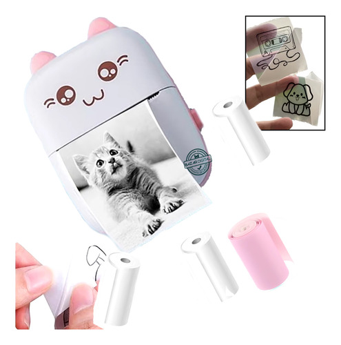 Mini Impresora Térmica Portatil + Pack De Rollos Variados