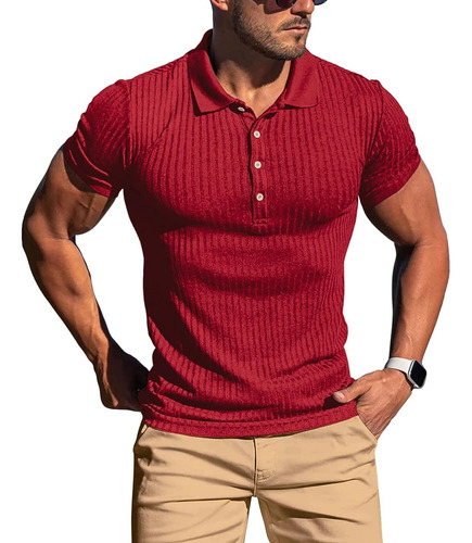 Camisas Polo Musculares Para Hombre, Manga Corta, Ajustadas