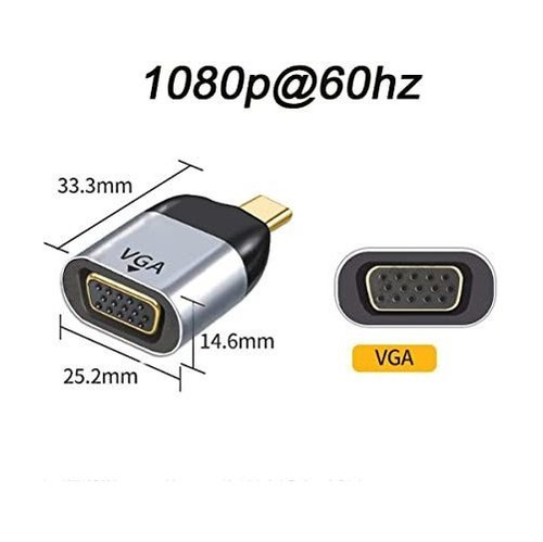 Adaptador De Monitor Usb-c Xiwai Tipo C A Vga, 1080p 60