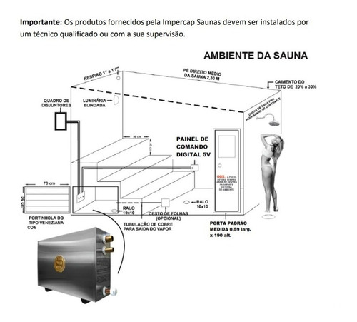 Sauna Vapor Elétrica 9kw 220v Trif Comando Digital Impercap