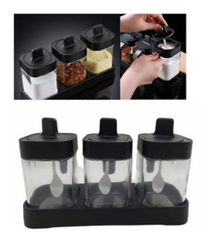 Set 3 Botellas Para Especies Condimentos 2 En 1 Con Cuchara