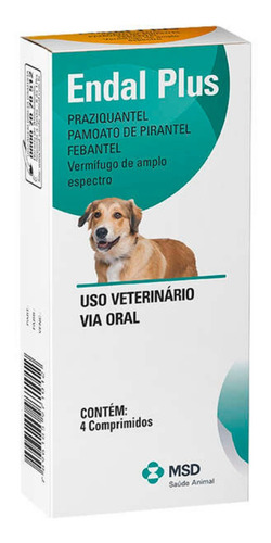 Imagem 1 de 1 de Vermífugo P/ Cachorro Endal Plus Msd 4 Comprimidos Até 10kg