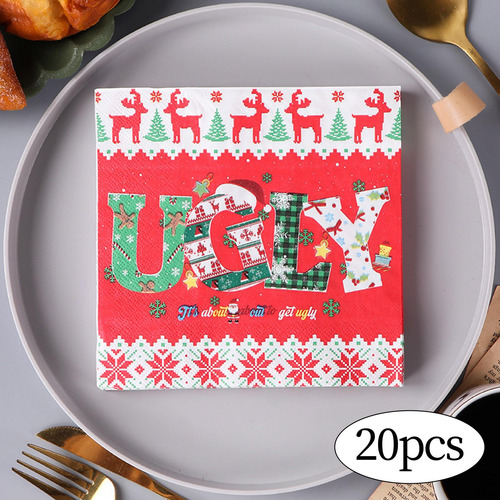 20 Servilletas De Papel Navideñas, Servilletas De Cóctel,