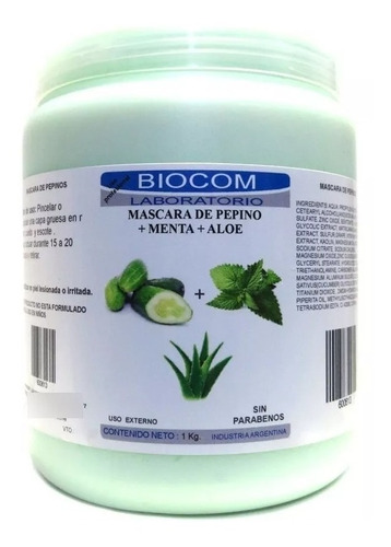 Biocom Mascara Aloe Pepino Menta Descongestiva Tipo de piel Todo tipo de piel