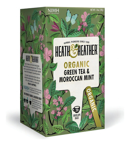 Té Verde Y Menta Marroquí Orgánico Heath & Heather  20 Tés