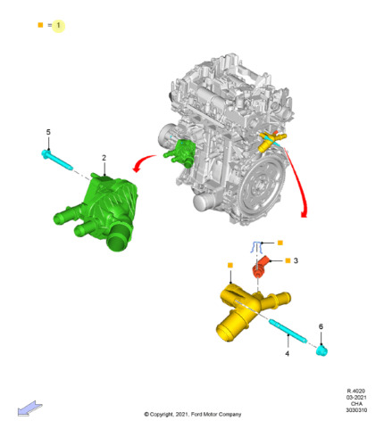 Cuerpo Conexion Distribucion Agua P/ Ford Kuga 20/ Original