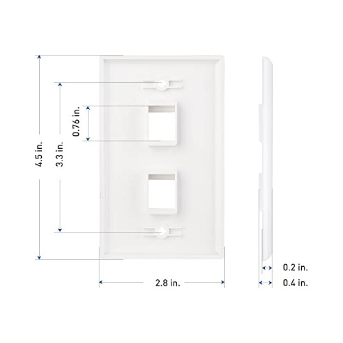 10-pack Low Profile 2-port Keystone Jack Wall Plate In ...