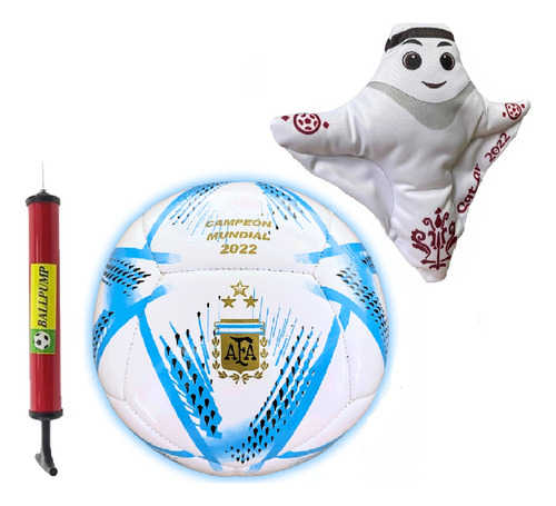 Peluche Mascota Mundial Qatar 2022 + Pelota N 5 + Inflador