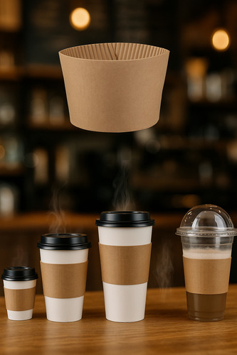 2000 Fajillas Para Vaso Bebida Caliente Cafe Mangas Kraft