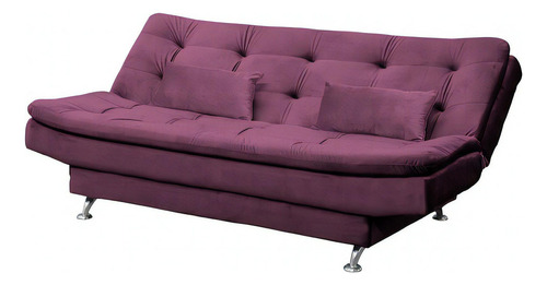 Sofá Cama 3 Lugares Salomé Reclinável Veludo Rosê - Matrix Cor Rosa