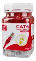 Comprar Pote 50 Conectores Cat6 Vazados + 50 Capas Snap In Vermelhas