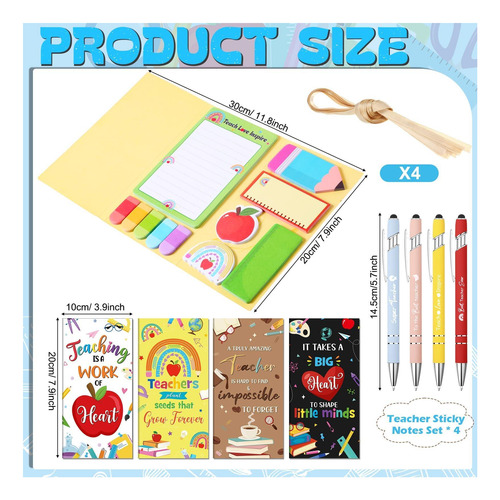 Funtros 4 Sets Maestro Sticky Note Con Pen Y Bow Ribbon Memo