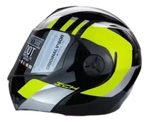 Comprar Casco Abatible Ich 3110 Lokhet Negro Amarillo N Visor Humo