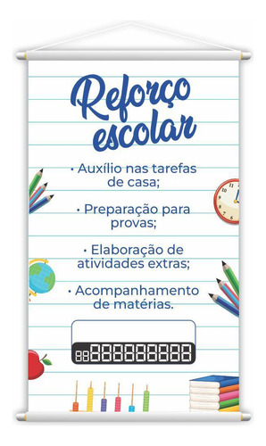 Banner Reforço Escolar Ensino Telefone Contato Lona Grande