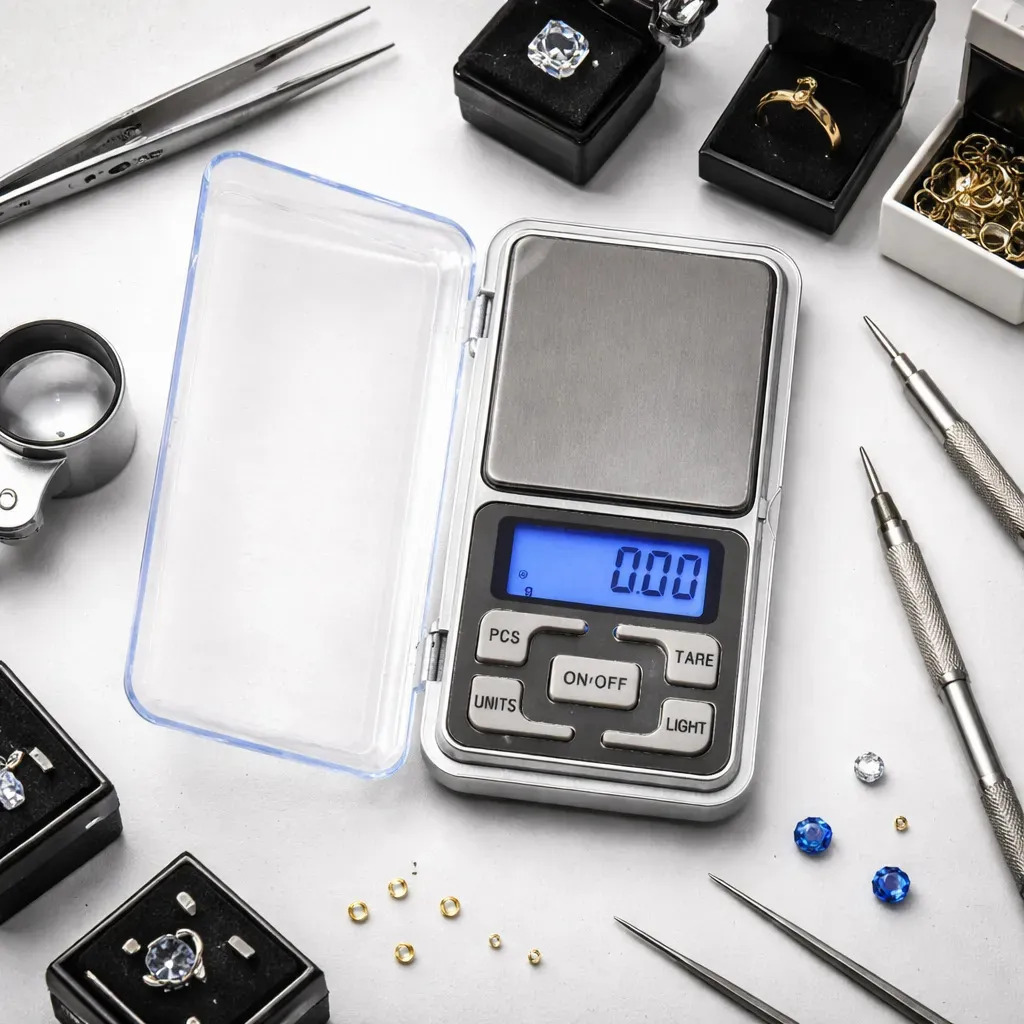 Mini Balança Digital Precisão 0,01g a 500g Portátil Display LCD Função Tara Cozinha Joias Laboratório Plataforma Aço Inox Prata Compacta Pilhas AAA Inclusas Pro Power