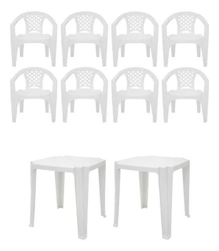 Kit Mesa Plástica Quadrada 4 Cadeiras Cozinha Bistrô Branca -   - Mais de 200 mil clientes!
