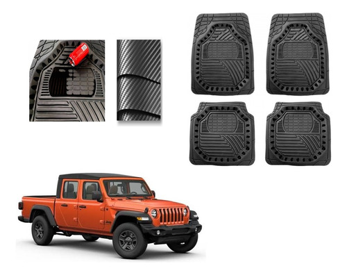 Tapete Carbono 3d Grueso  Jeep Jt 2022 A 2025