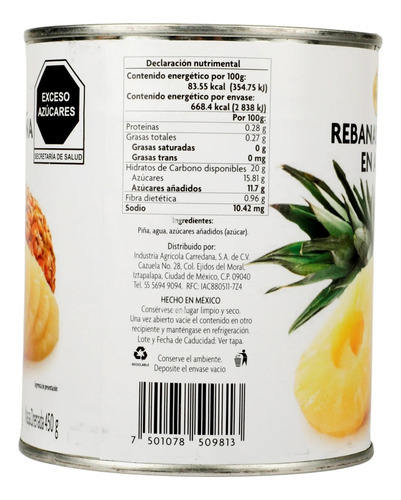 Piña Rebanadas En Almíbar La Pasiega 800g