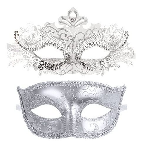 Máscaras De Metal Para Baile De Máscaras De Casal Venetian H