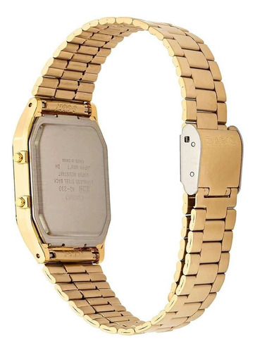 Reloj Casio Aq-230ga-9bvt Dorado Vintage Dual Time Cuadrado