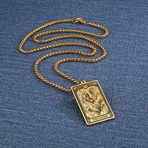 Teamer Collar De Tarot Esqueleto Amuleto De Acero Inoxidable