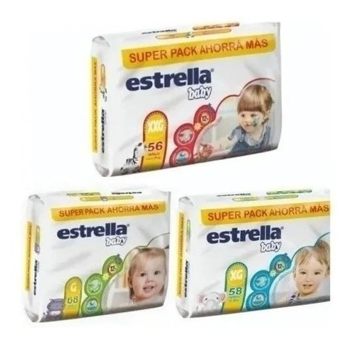 Pañales Estrella Baby Super Pack Mensual Talle G Xg Xxg