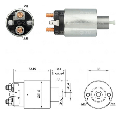 Solenoide Arranque Mitsubishi - Nissan - Subaru