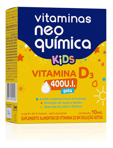 Vitamina D Kids Neo Química 400 Ui 10 Ml