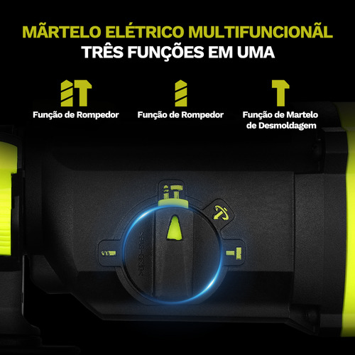 Martelete Rompedor Perfurador 850w Elétrico Acessórios E Caixa De Ferramentas Incluídos, Adequados Para Os Modos Perfuração, Martelamento, Perfuração Com Martelo E Perfuração Com Cinzel Desoon