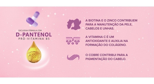 Imagem 5 de 7 de Hair Skin & Nails Supreme D-pantenol 5000mcg 60 Cápsulas