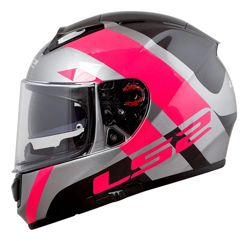 Capacete Fechado Feminino Oculos Sol Ls2 Ff397 Trident Rosa