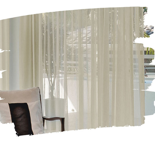Imagen 1 de 9 de Cortinas Living Tela Voile Doble Ancho Riel Jean Cartier