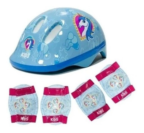 Kit Proteção Absolute Infantil Shake Unicornio Azul