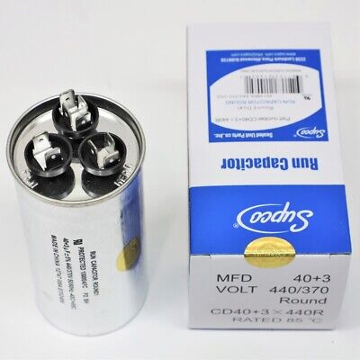 Supco Cd40+3x440r Hvac Motor Round Dual Run Capacitor 40 Vve